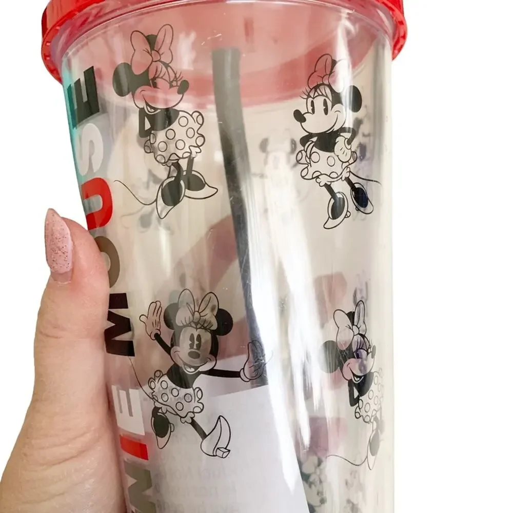 Disney 22 oz Minnie Mouse Clear Double Wall Travel Tumbler With Straw NWT - Picture 3 of 7